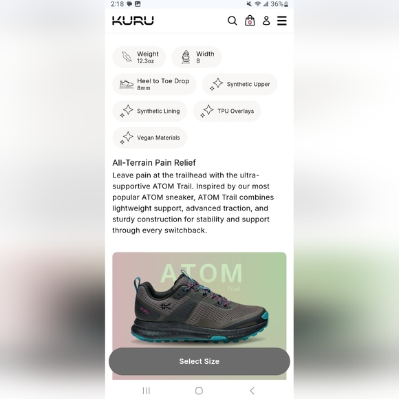 KURU Women's Atom Trail Lightweight Hiking Shoe - 6 - Picture 3 of 10